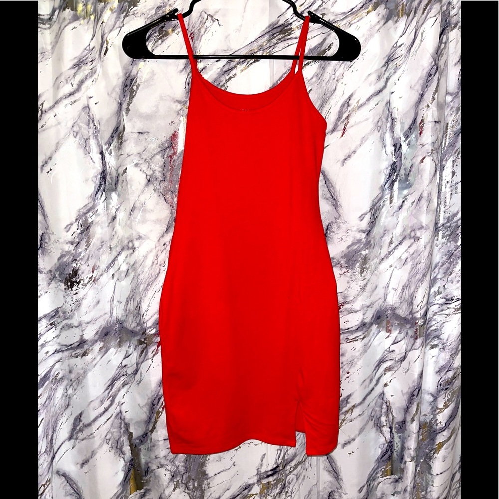 Red fitted dress